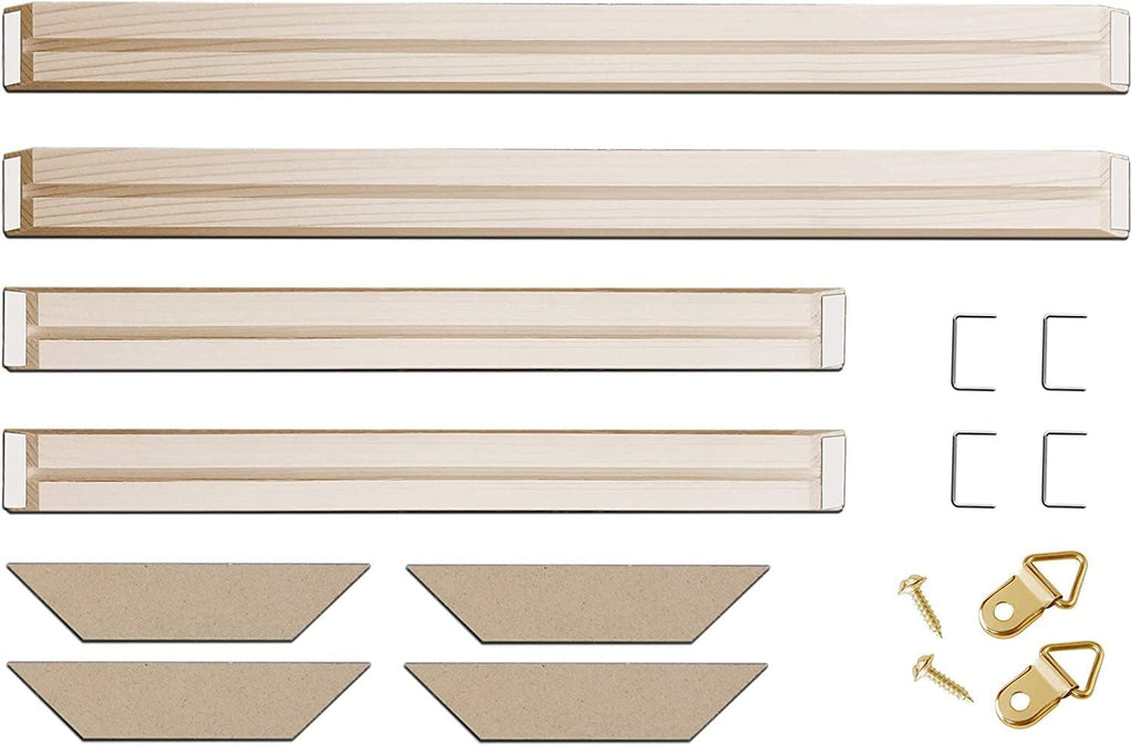 DIY Solid Wood Canvas Frame Kit with Stretch Bar - Customized Wooden Art Frames for Paintings & Canvases - Easy-to-Build Canvas Stretching System - Wall Art & Oil Painting Accessories (18"x28")