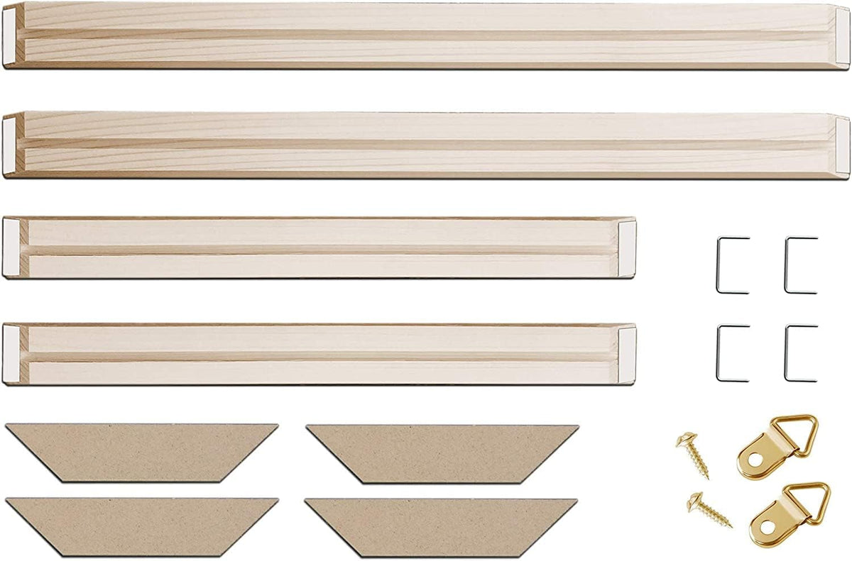 DIY Solid Wood Canvas Frame Kit with Stretch Bar - Customized Wooden Art Frames for Paintings - Easy-to-Build Canvas Stretching System - Wall Art & Oil Painting Accessories (24" x 24")