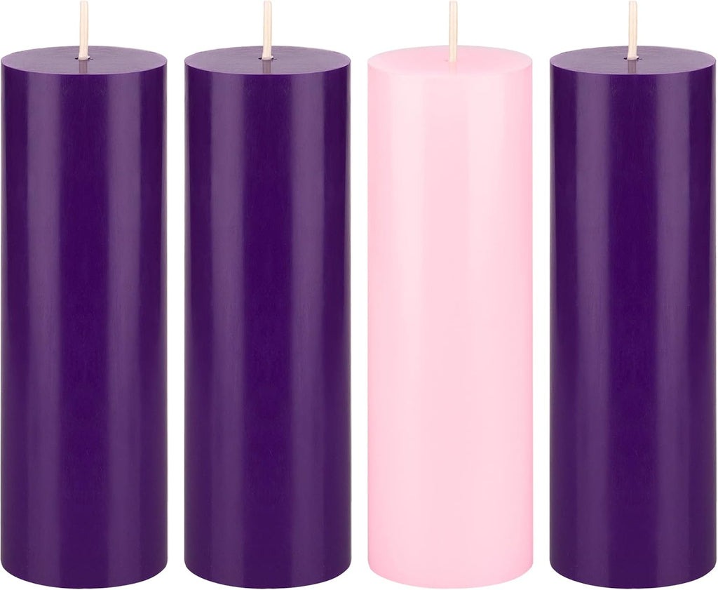 Mega Candles Unscented Christmas Advent Round Pillar Candle 4 ct 2" x 6"