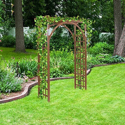 Outvita 7Ft Dark Brown Wooden Garden Arbor Arch Trellis