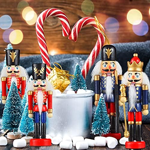 Aoriher 24 Pcs Christmas Nutcracker Ornament Small Hanging Wooden Soldier