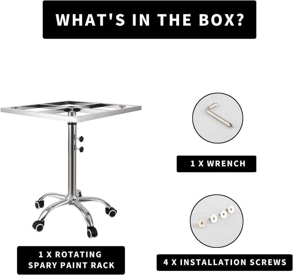 360° Rotating Spray Paint Stand, 25.6-37.4in Height Adjustable, Stainless Ste...