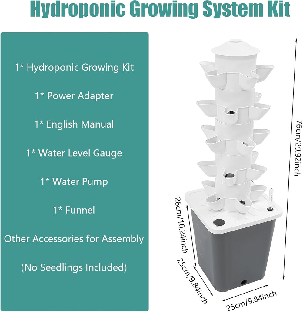 25-Plant Vertical Tower Garden System - Indoor Hydroponic Growing Kit