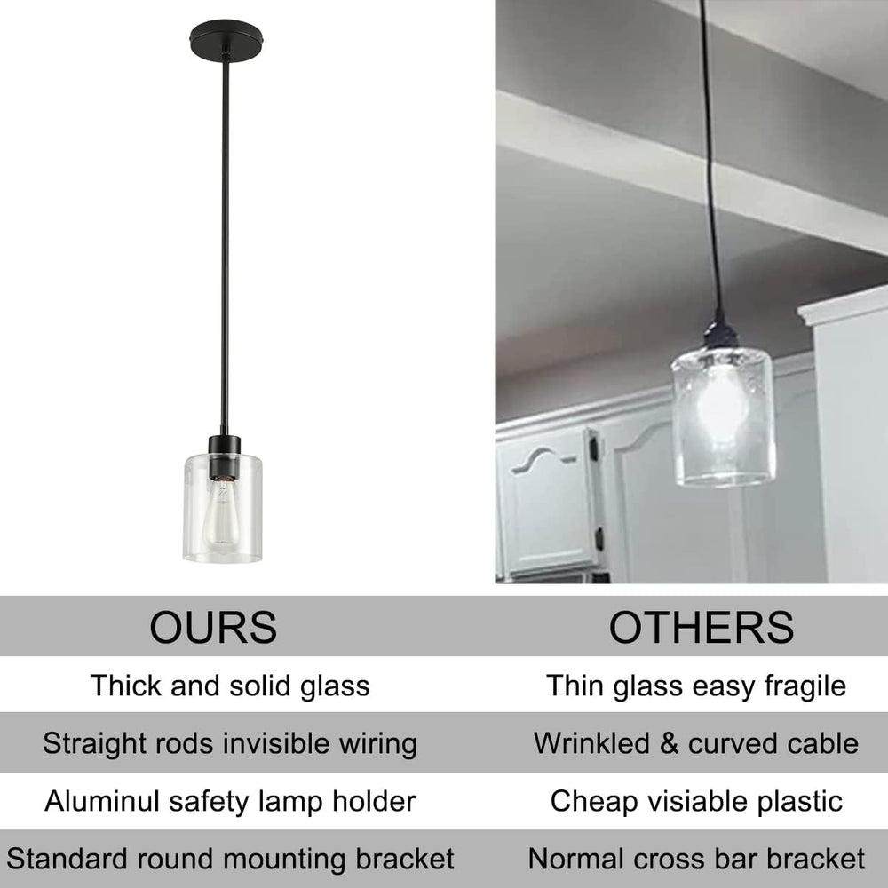 3 Pack Black Pendant Lights Kitchen Island, Modern Industrial Matte Black Han...