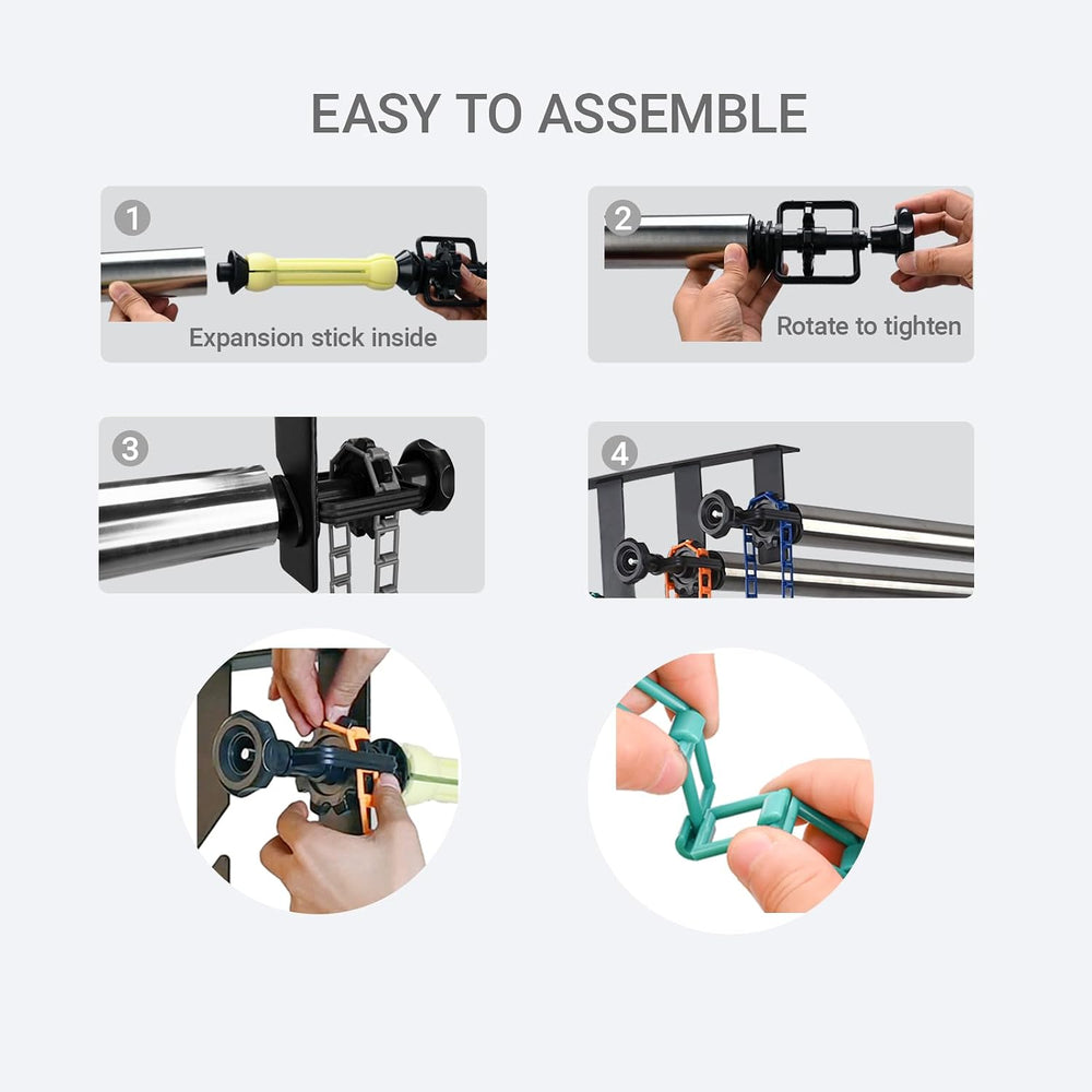 Photography Backdrop Roller Support System, 4 Rollers, 120-inch Stainless Ste...