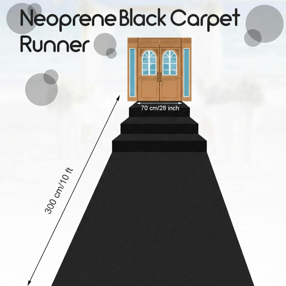 Boao 10 X 2.3 Ft Neoprene Carpet Runner Black, Non Slip Rubber Backed