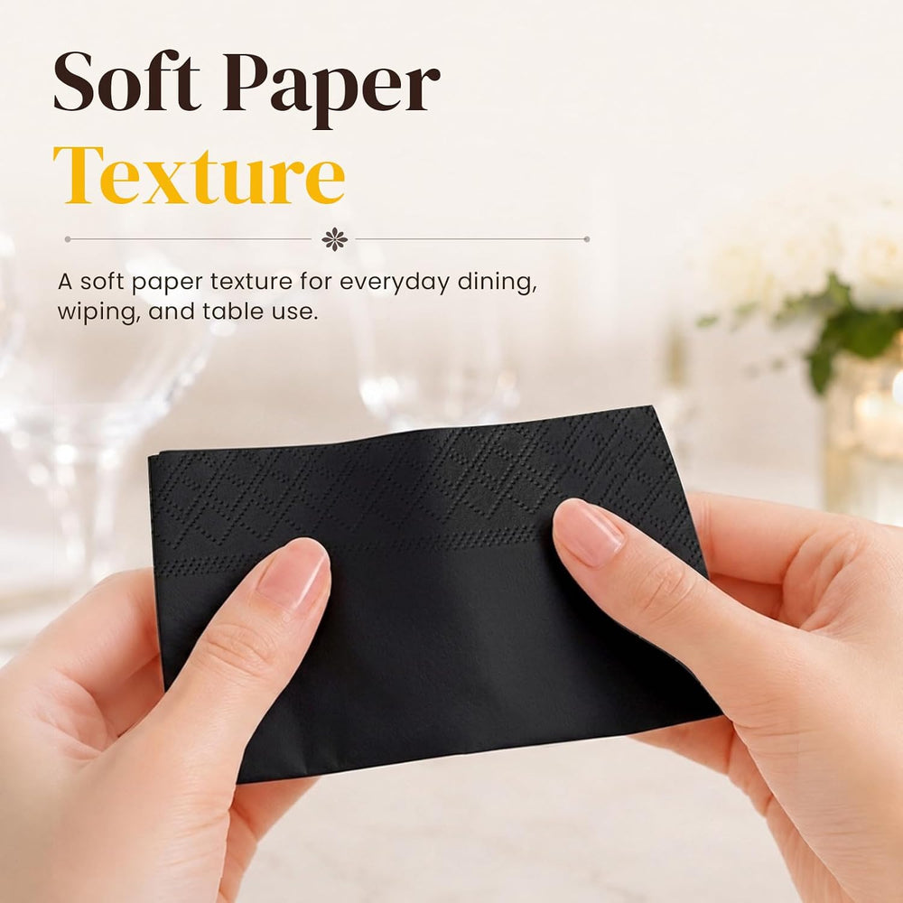 600 Count Black 2-Ply Cocktail Napkins, 4.75 x 4.75 Inch Disposable Beverage ...