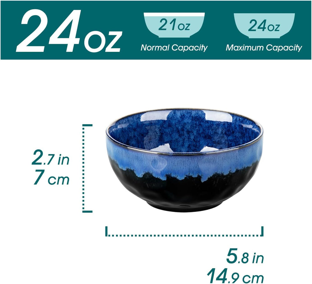 vancasso Starry 24oz Bowls for Soup, Ceramic Blue bowls Set of 4