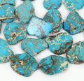 20pcs Adabele Natural Grade A Turquoise Blue Impression Aqua Terra Jasper Gemstone Flat Slab Beads 15-45mm