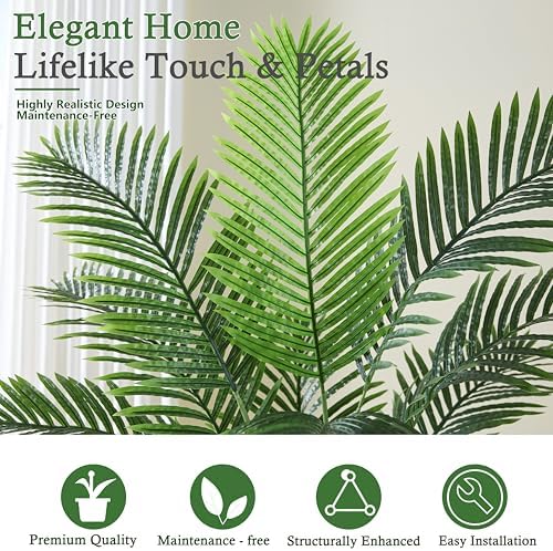 Artificial Palm Tree:5FT Tall Fake Areca Palm Plant (White Planter)