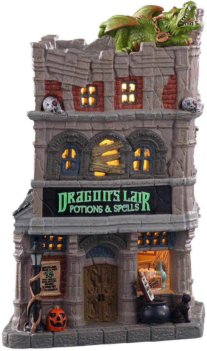 lemax dragon's lair potions & spells lighted building shown in use
