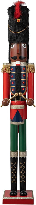 Glitzhome 42" Christmas Soldier Nutcracker-Wooden African American Soldier Nutcracker for Festive Christmas Party Indoor Winter Home Fireplace Decor