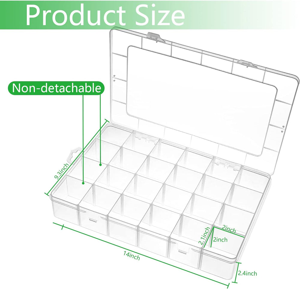 Gbivbe Large 24 Grids Plastic Organizer Box Adjustable Dividers,Clear Storage...