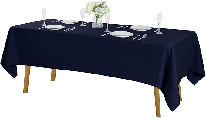 Rectangle Tablecloth 60x120 inch Washable Polyester Fabric Table Cloth for Wedding Party Dining Banquet Decoration（60x120, Navy）