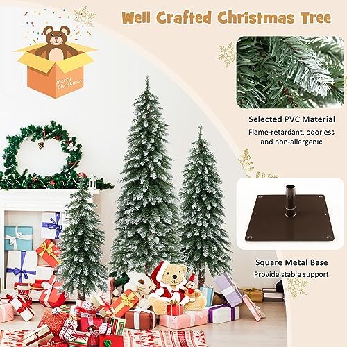 HAPPYGRILL Set of 3 Artificial Christmas Tree, 3' 4' 5' Pre-lit Xmas Tree