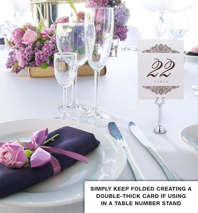 Paisley Wedding Table Numbers (Select Color/Quantity), Champagne, Chocolate, 1-110, Double Sided, Tent or Use in a Stand, Great for Parties & Restaurants - Made in the USA