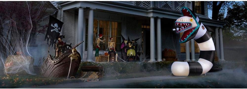 Warner 9.5 Ft Pre-Lit Halloween Inflatable! Animated Beetlejuice Sandworm Airblown for Halloween Decoration! Quickly Self-Inflates and Easy to Setup! Perfect for Party Decoration!