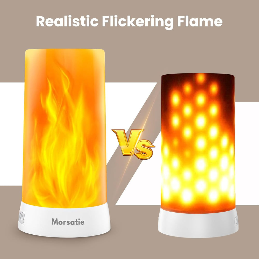 Morsatie Upgraded Rechargeable Flame Light with Remote & Timer, 4 Modes