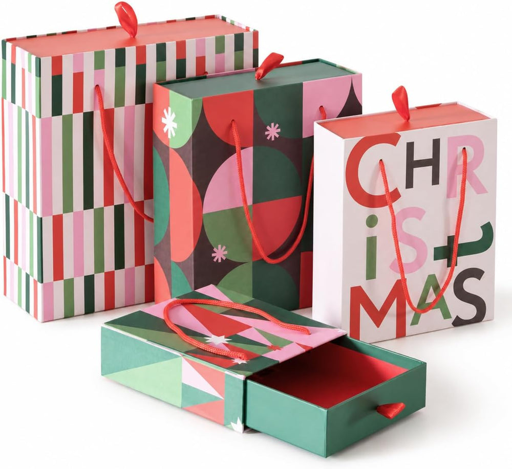 Soul & Lane - Christmas Nesting Gift Boxes with Rope Handles, Set of 4
