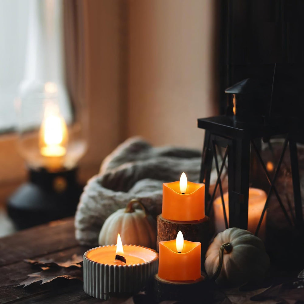 48 Pack Orange Tea Lights Candles Battery Operated Flameless LED Tealights