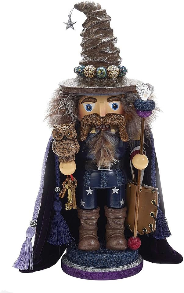 Kurt Adler Hollywood Wizard Nutcracker with Owl, 15"