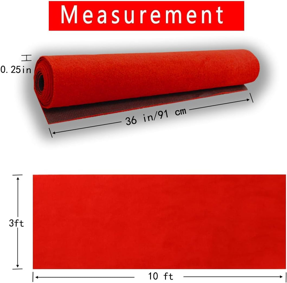 Thick Red Carpet Runner for Party,3 x 10ft Non-Slip Backing Aisle Runway Rug ...