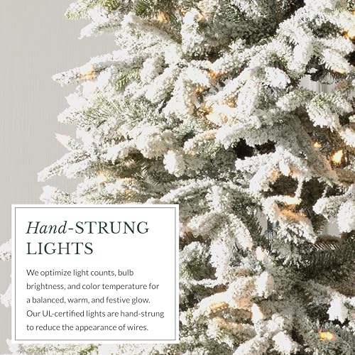 Balsam Hill BH Frosted Fraser Fir - Snow-Covered Artificial Christmas Tree with True Needle Foliage, Easy Plug Technology & Winter Magic Design, LED Clear, 9ft