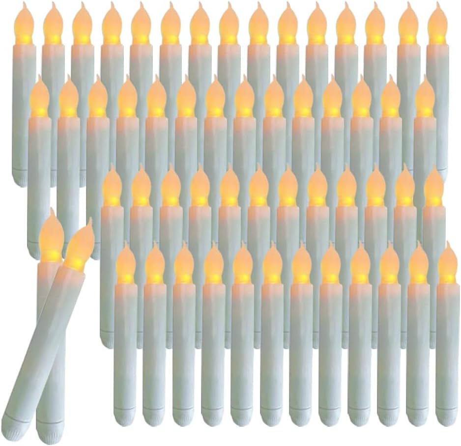 60 Pcs Flameless LED Taper Candles, Battery Operated Flickering Candles with ...