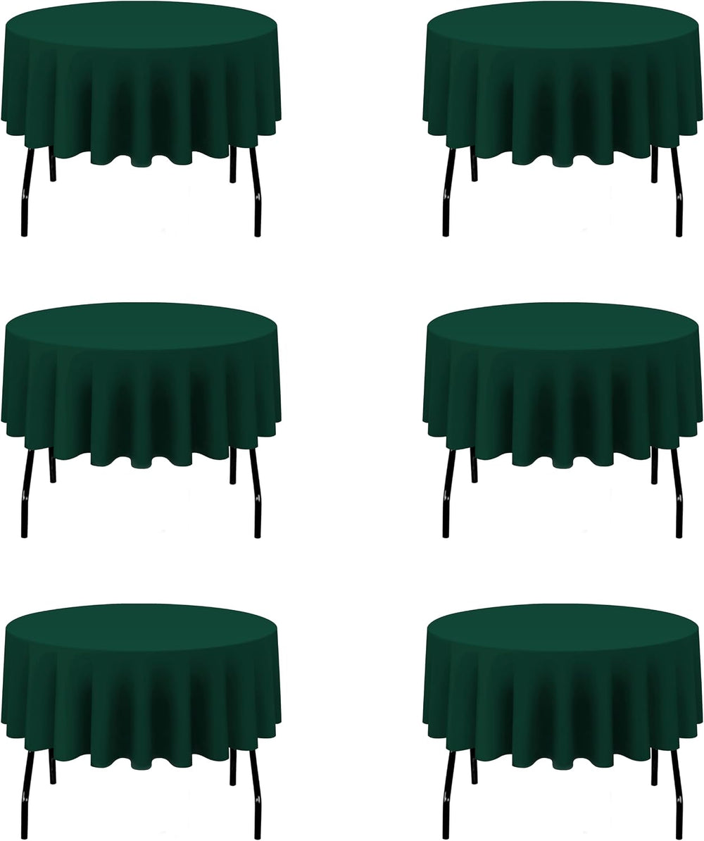 BRILLMAX 6 Pack Hunter Green Round Tablecloths 70 Inch for 30"-48" ...