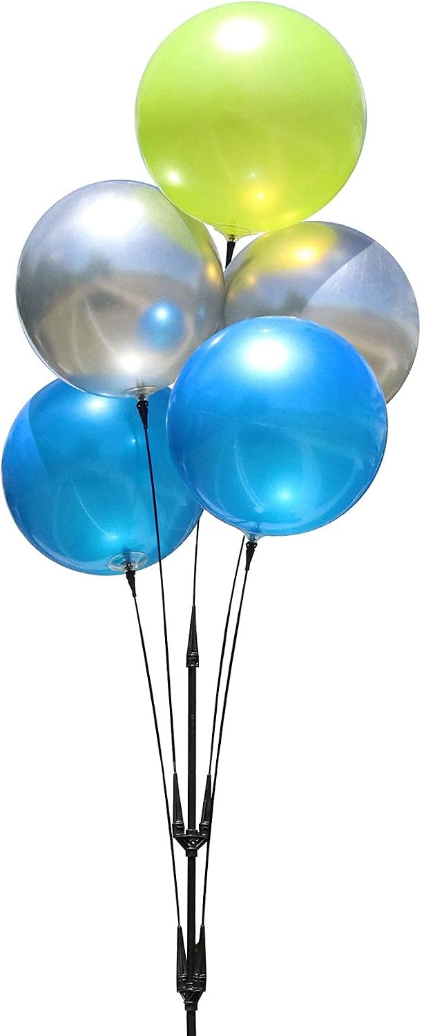 Weatherproof Reusable Balloon Cluster Kit – 5 Outdoor Balloons with Stand | D...