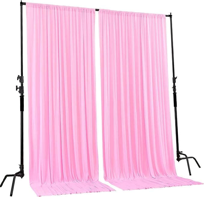 AK TRADING CO. 10 feet x 8 feet IFR Polyester Backdrop Drapes Curtains Panels with Rod Pockets - Wedding Ceremony Party Home Window Decorations - Pink