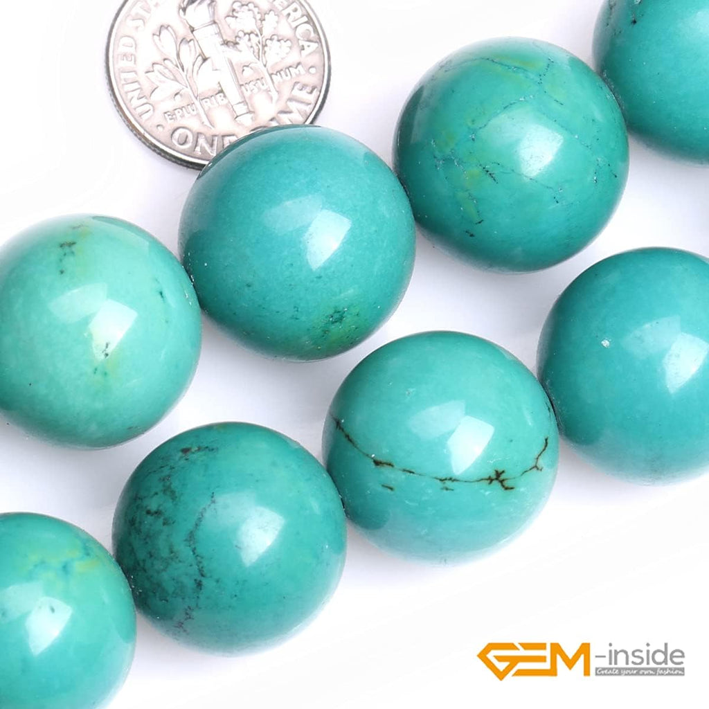 gem-inside 18mm natural old turquoise dyed gemstone loose, side view