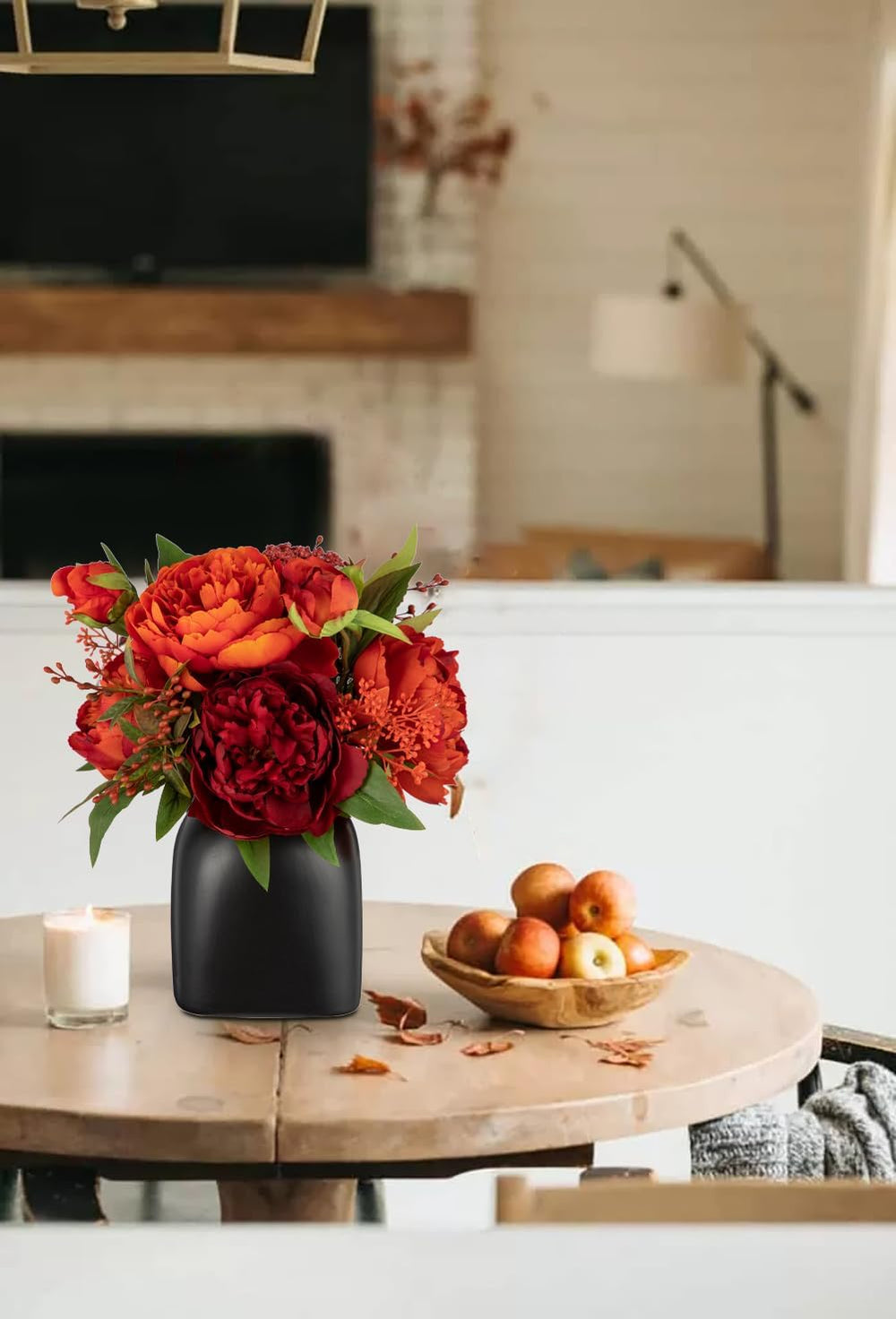 Fall Flowers in Vase Fall Table Centerpiece Faux Floral Arrangements Centerpi...