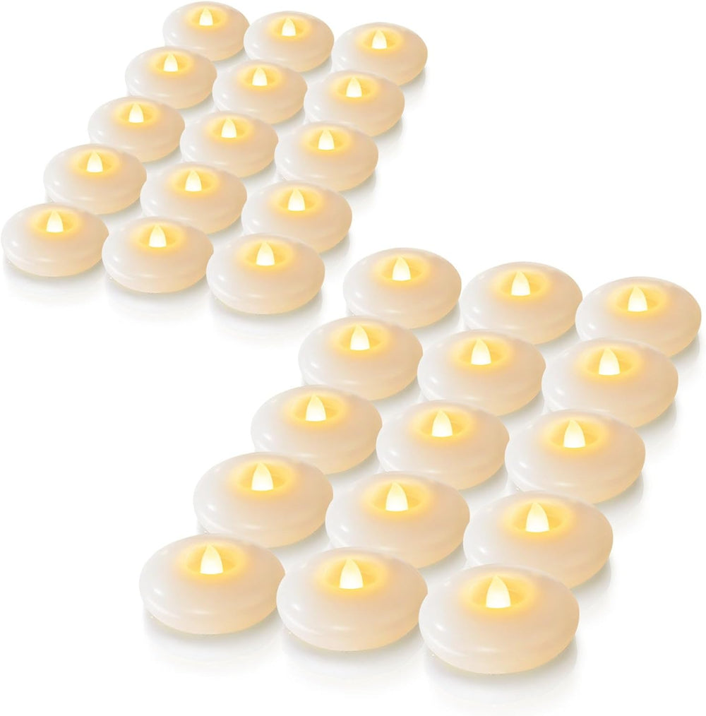 Homemory 48Pack 3" White Flameless Floating LED Candle, Waterproof Tealight