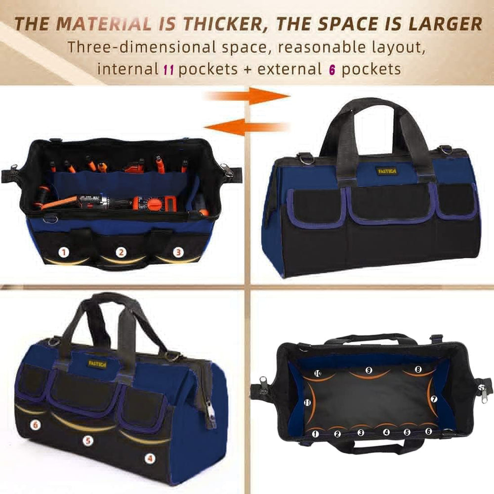 FASTECH 20 Inch Heavy Duty Tools Bag with Wide Mouth for Tool Storage, Carrie...