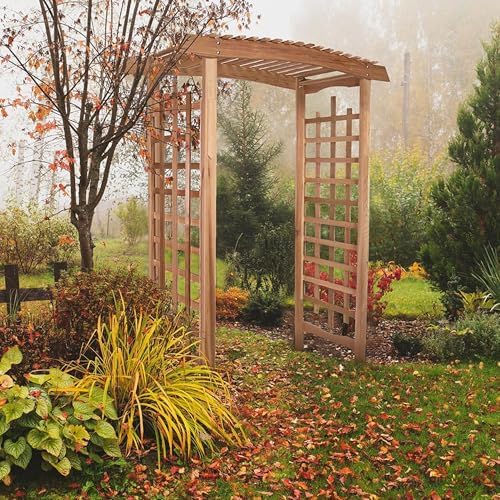 All Things Cedar 6-Ft Pagoda Arbor Garden Arch Trellis, Red Cedar
