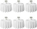 VidaFete 6 Pack 90inch Round Tablecloth Polyester Table Cloth，Stain Resistant and Wrinkle Polyester Dining Table Cover for Kitchen Dinning Party Wedding Rectangular Tabletop Buffet Decoration(White)