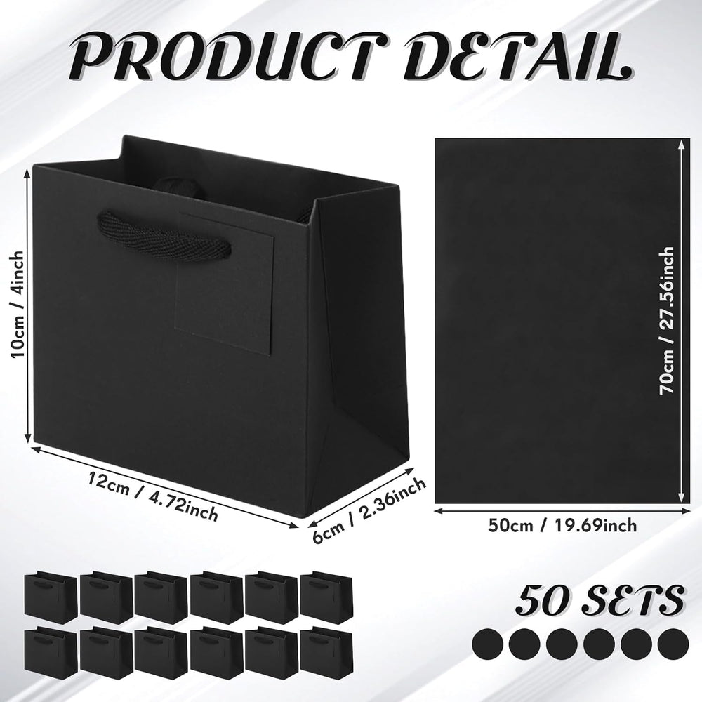 Qilery 50 Pcs Halloween Black Small Paper Gift Bag