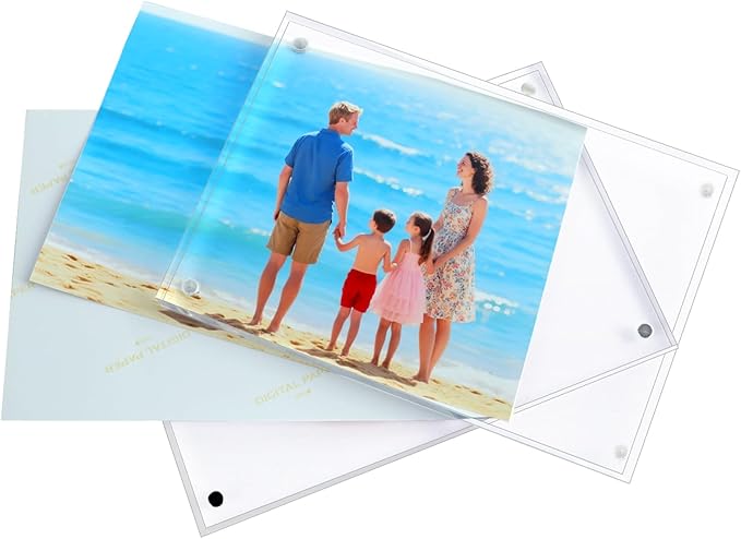 5×7 Acrylic Photo Frames 3 Pack,12mm+12mm Thick Magnetic Double Sided Free-Standing Transparent Picture Frame for Tabletop Display. (Transparent, 5X7)
