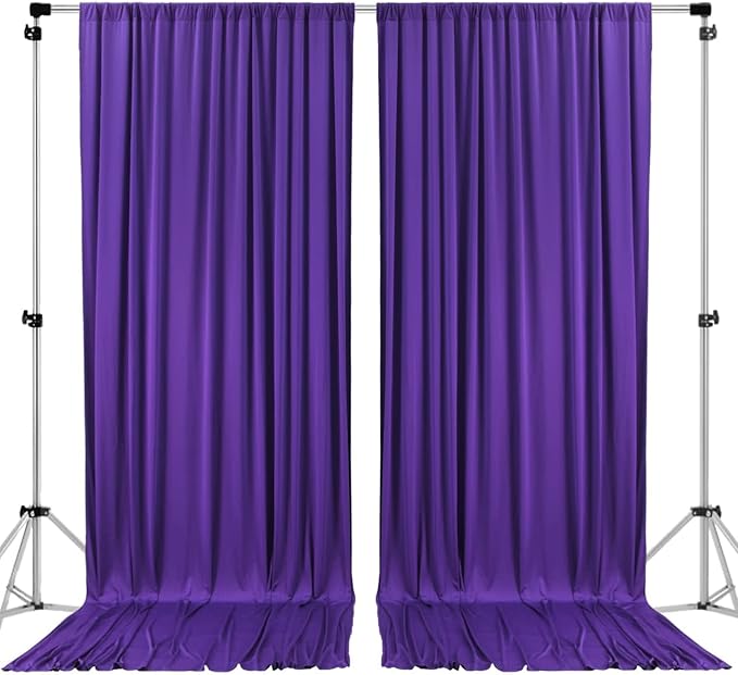 AK TRADING CO. 10 feet x 10 feet Purple IFR Polyester Backdrop Drapes Curtains Panels with Rod Pockets - Wedding Ceremony Party Home Window Decorations