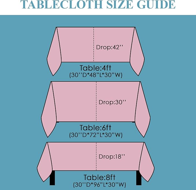 VidaFete Tablecloth 10 Pack 90 * 132inch Rectangle Table Cloth Polyester, Stain Wrinkle Resistant Polyester Dining Table Cover for Kitchen Dinning Party Wedding Rectangular Buffet Decoration(Pink)