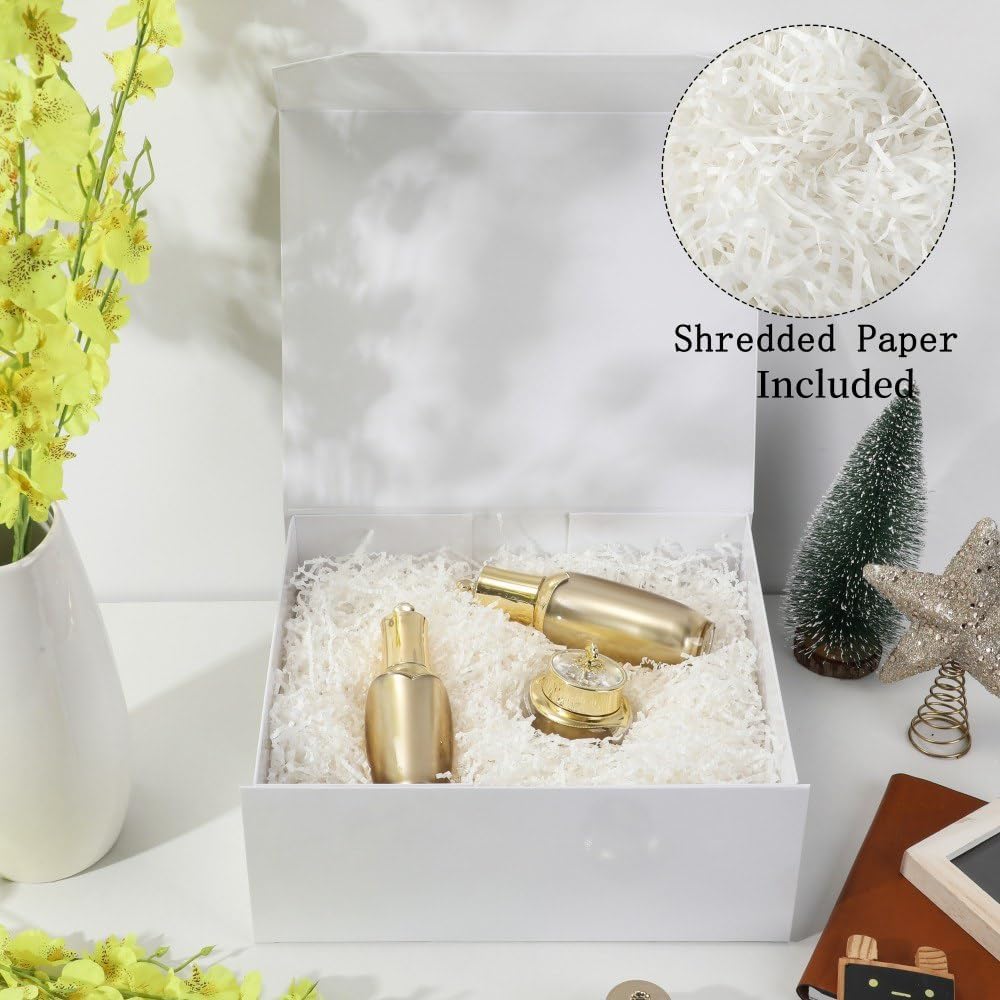 White Large Gift Box with Lid Magnetic Gift Box Large 13x11x5.3 In 6 Pack