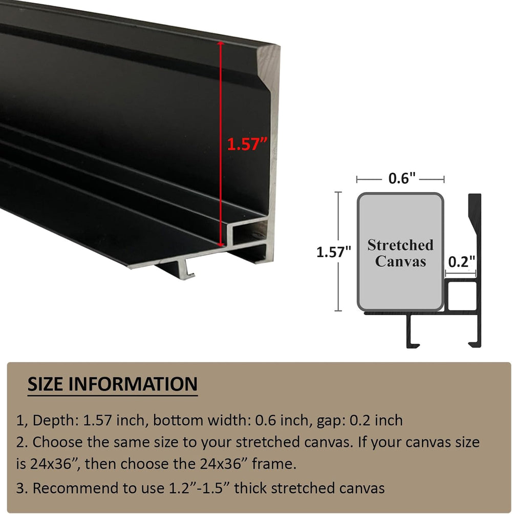 Floater Frame for 20x30 Canvas Paintings with 1.2-1.5" Depth,Black