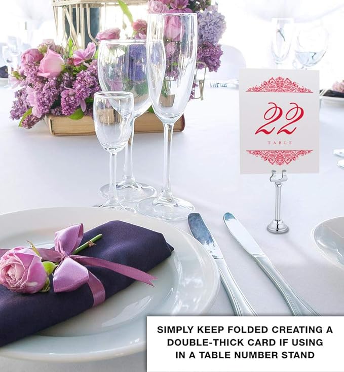 Paisley Wedding Table Numbers (Select Color/Quantity), Champagne, Ruby Red, 1-200, Double Sided, Tent or Use in a Stand, Great for Parties & Restaurants - Made in the USA