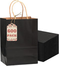 qiqee 600-Packs Black Paper Gift Bags with Handles Bulk 8.3"x6"x3.15" Small Size Paper Bags Multiple Uses