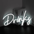 Looklight Drinks Neon Sign,Bar Neon Sign,Neon Signs for Wall Decor,Neon Sign For Room,White Neon Light Sign Led Neon Bar Signs USB Connectivity Light Up Wall Decor for Teen Room Bedroom Bar Store