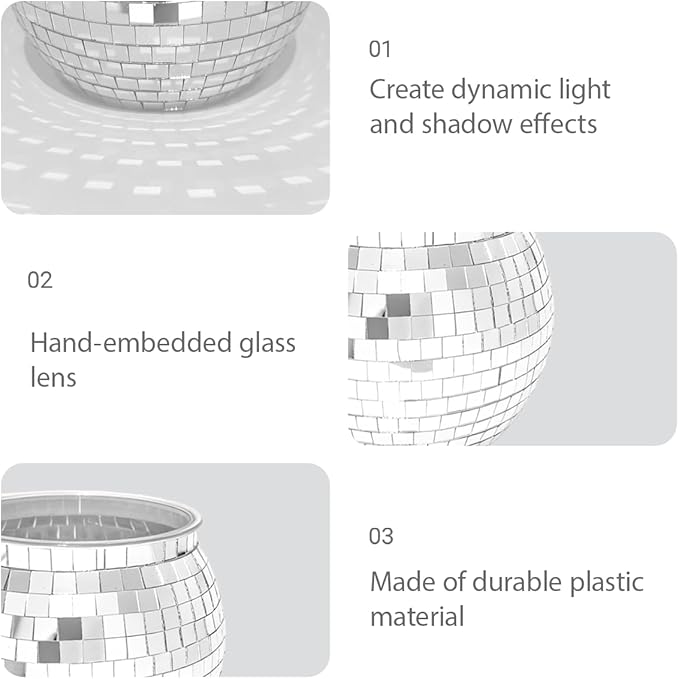 6 Pcs Disco Ball Vases,6" X 6.7" Disco Ball Centerpieces Decor,Silver Mirror Plastic Vase Disco Ball Planter for Wedding,Birthday,Office Table Decorations