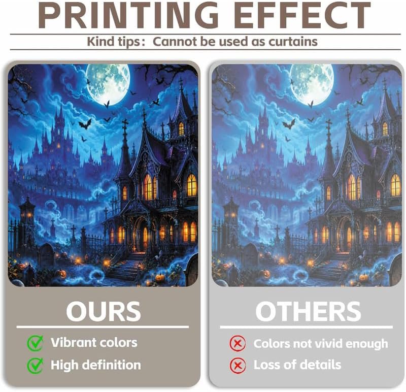 Halloween Scary Castle Backdrop 10x8ft Full Moon Haunted House Spooky Cemeter...