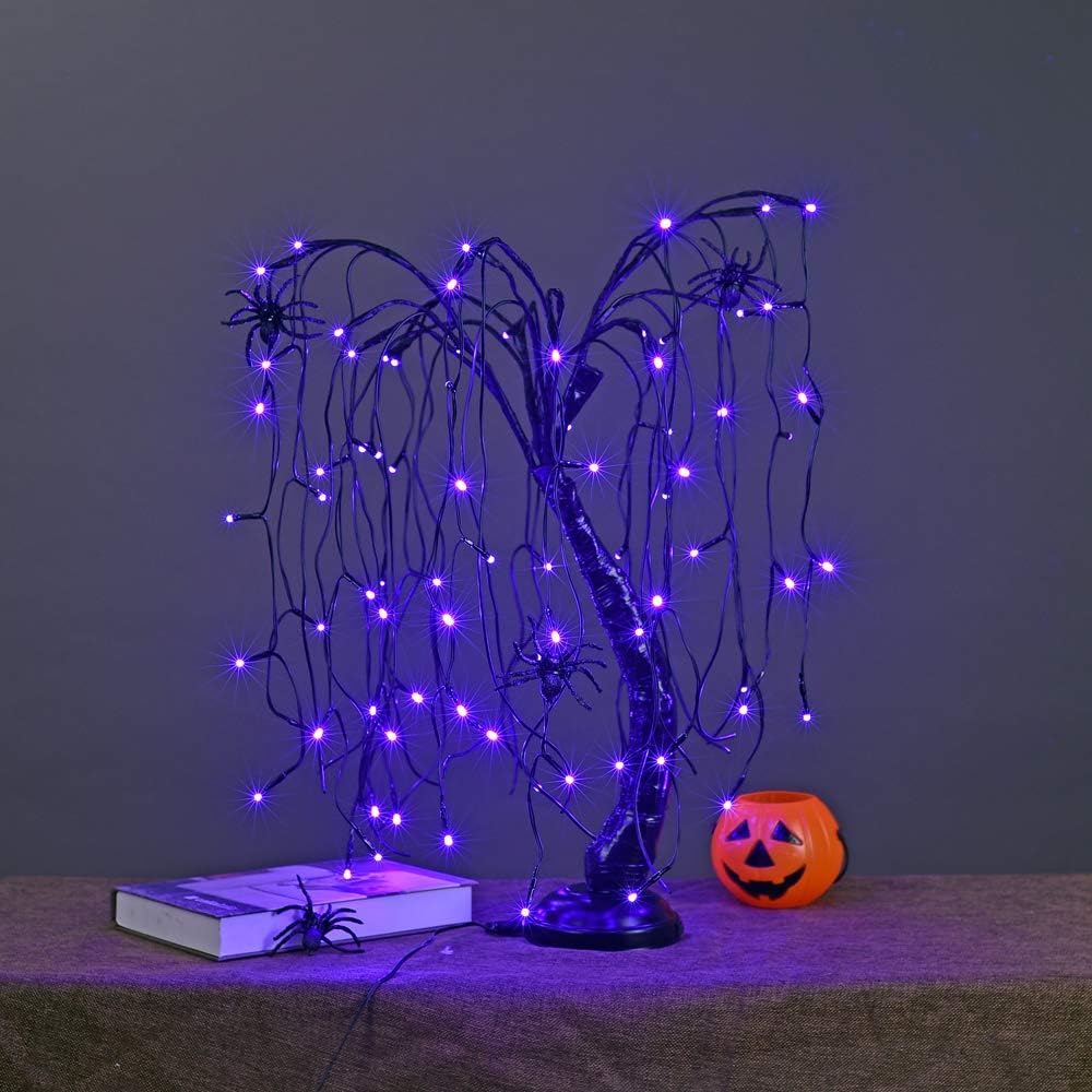 LIGHTSHARE 24-inch Halloween Willow Tree LED Spooky Bonsai Night Light,80 LED...