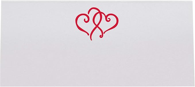 Linked Hearts Place Cards, Ruby Red (Choose Color), Set of 150, Pre-cut and Scored - Wedding, Party, Dinner, and Special Events - Made in the USA